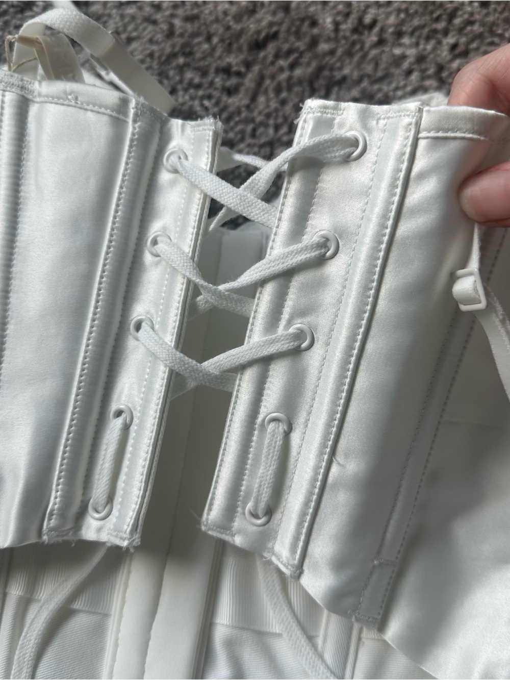 SKIMS White Satin Corset Mini Dress - Picture 6 of 6